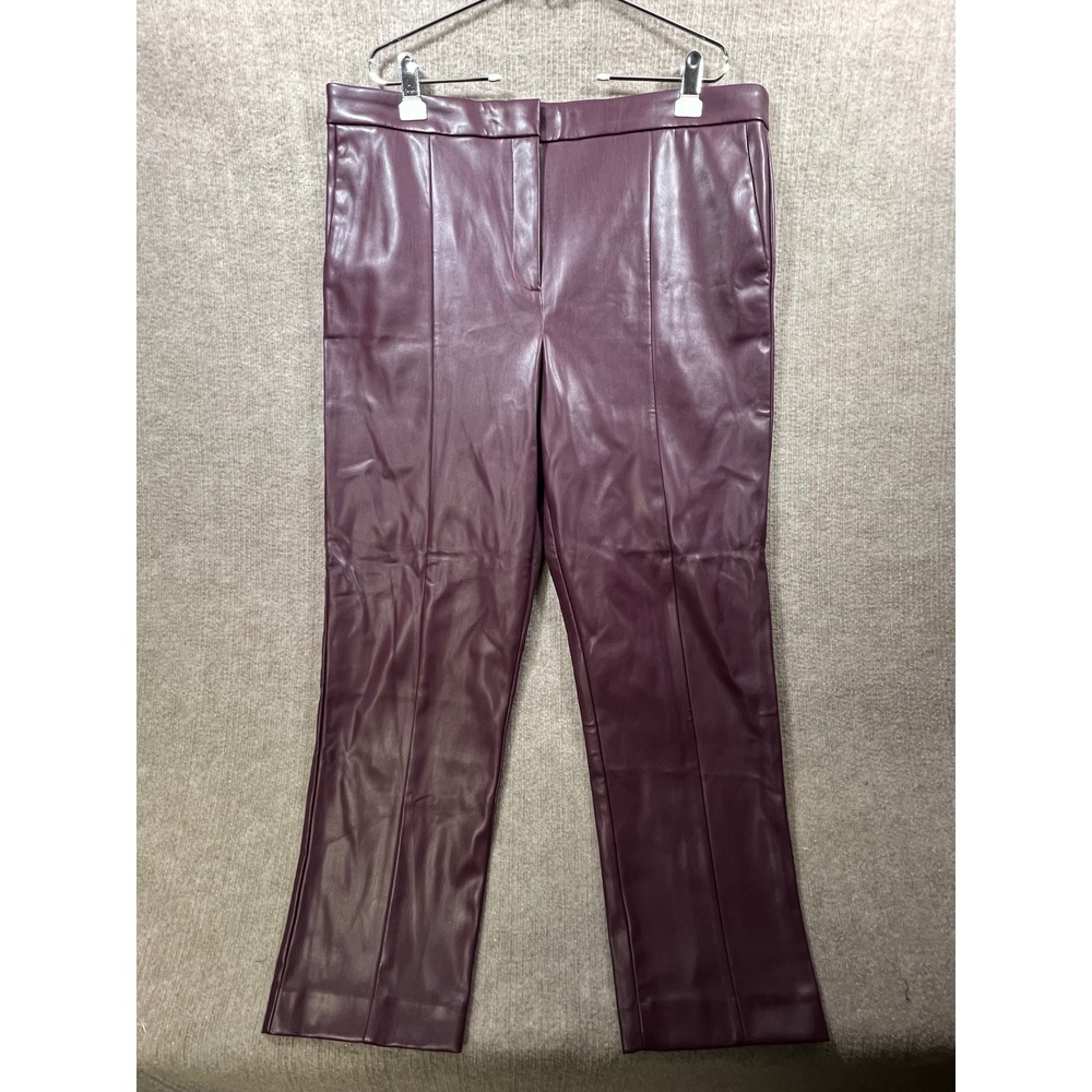 Ann Taylor EVA High Rise Faux Leather Straight Leg Pants Burgundy Size 18T